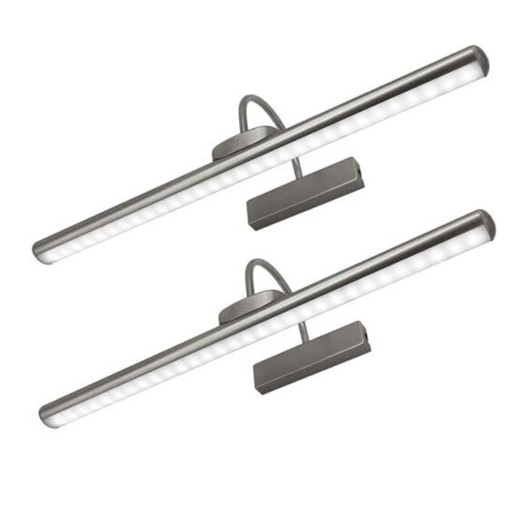 Wireless Picture Lights Rechargeable Battery Remote Dimmable Timer Metal 2 Pack - Picture 1 of 5